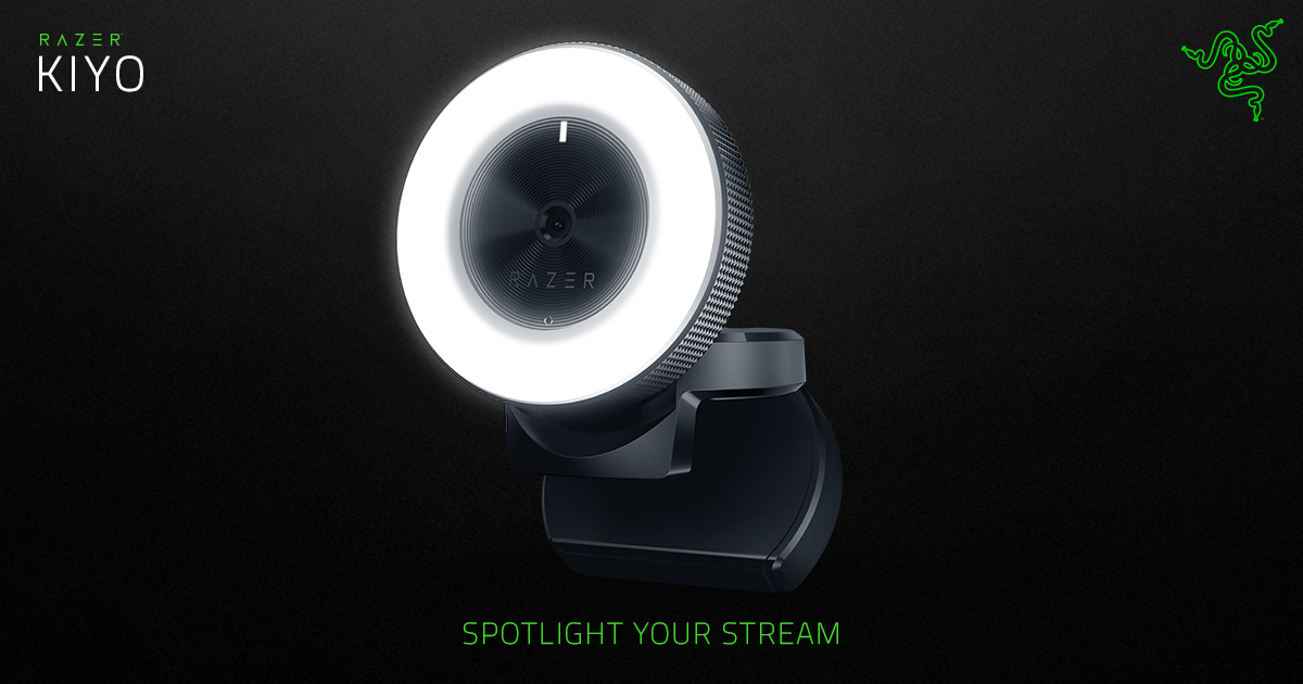 thumbnail interactive-video image 1 of Razer Kiyo Streaming Webcam - 1080p 30fps / 720p 60fps - Built-in Ring Light (Open Box - Like New) 1 of 4