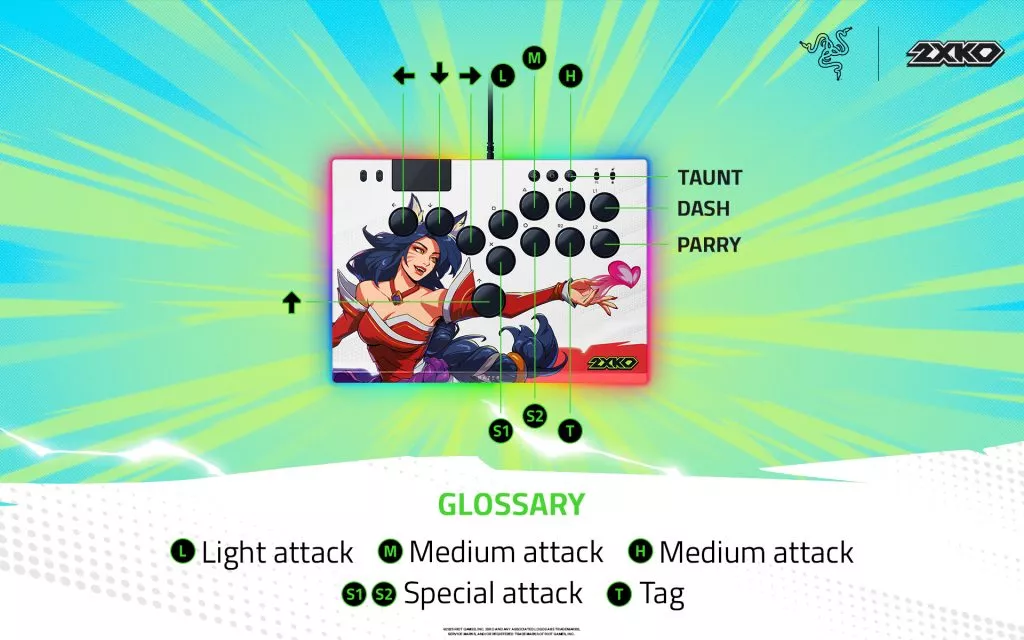 Basic Controls on the Razer Kitsune - 2XKO Edition