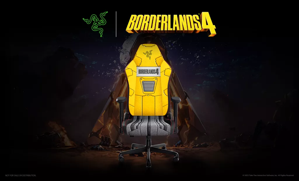 The limited edition Borderlands 4 Chair Sleeve on the Razer Iskur V2 X.