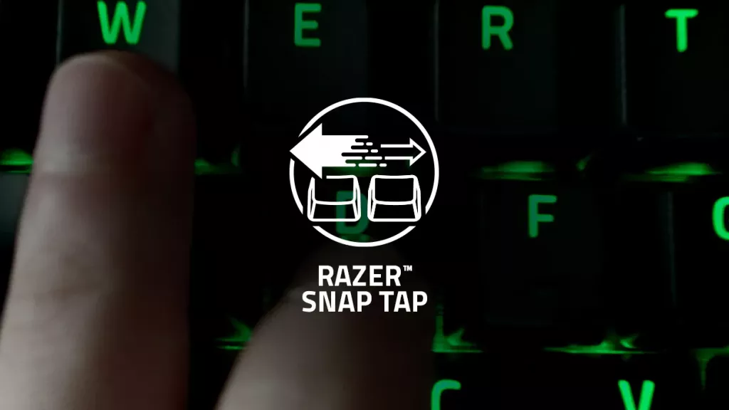 Razer™ Snap Tap, a feature that enhances input precision by intelligently prioritizing key presses during fast directional changes