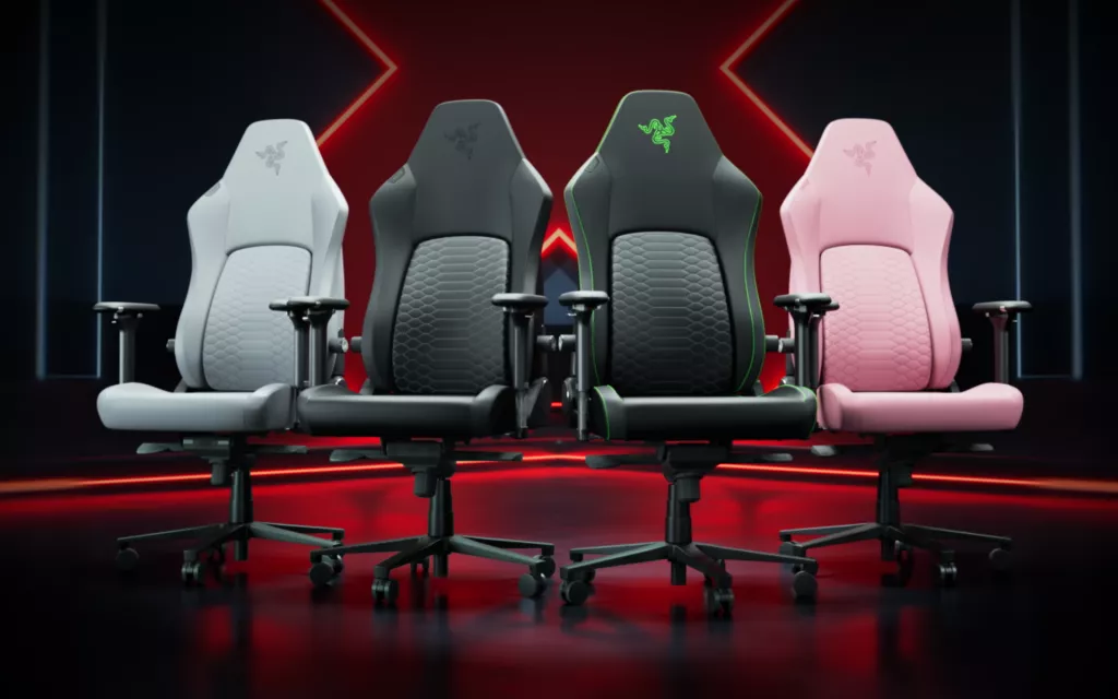 The Razer Iskur V2 NewGen Powers the PAX Arena at PAX East 2026 Razer Iskur V2 NewGen ergonomic gaming chair in Grey, Black/Black, Black/Green, and Quartz