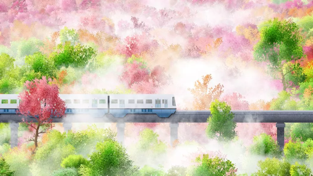 Don Li's Springtime train wallpaper on Razer Axon