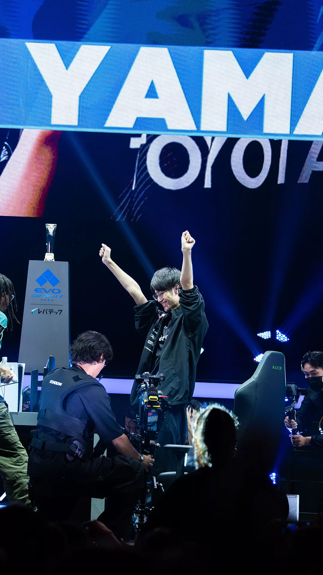 The winning moment for Eisuke Yamaguchi during the Street Fighter 6 Finals