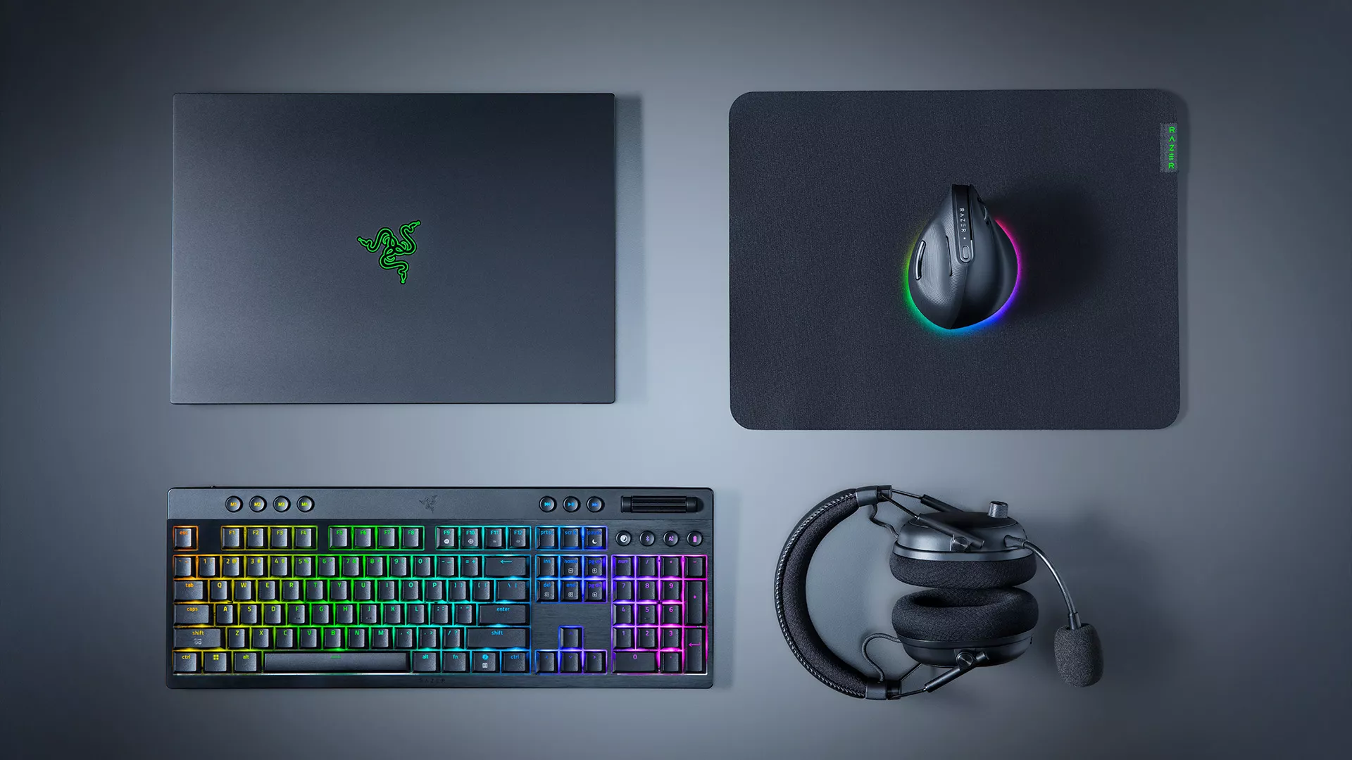What’s inside: Razer Blade 16, Razer Pro Click V2 Vertical, Razer BlackWidow V4 Low-Profile HyperSpeed, Razer Gigantus V2, and Razer BlackShark V3 Pro.