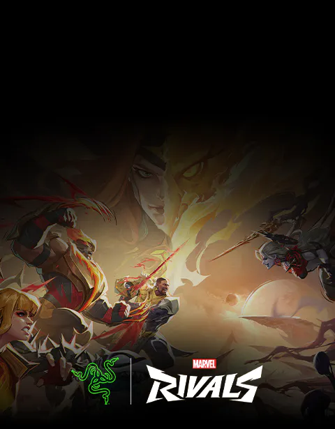 Marvel Rivals illustration image with Razer and Marvel Rivals logos