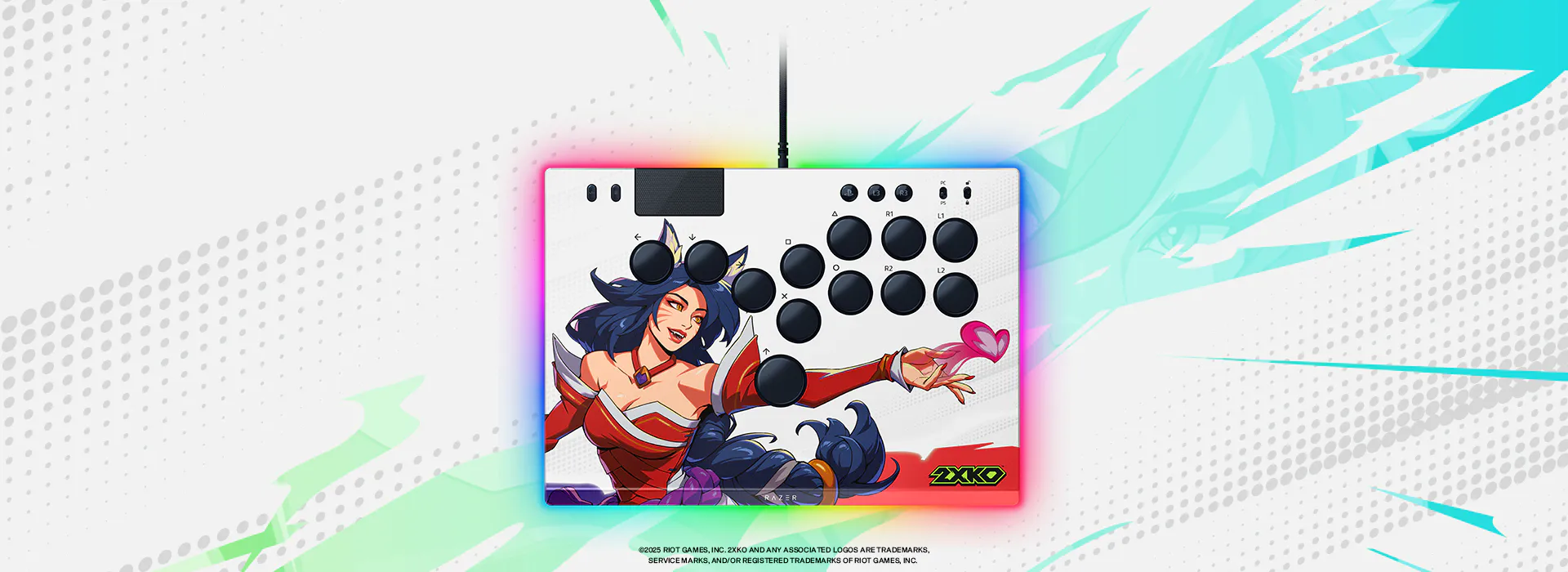 RAZER KITSUNE 2XKO EDITION; ©2025 RIOT GAMES INC. RIOT GAMES, 2XKO AND ANY ASSOCIATED LOGOS ARE TRADEMARKS, SERVICE MARKS, AND/OR REGISTERED TRADEMARKS OF RIOT GAMES, INC.