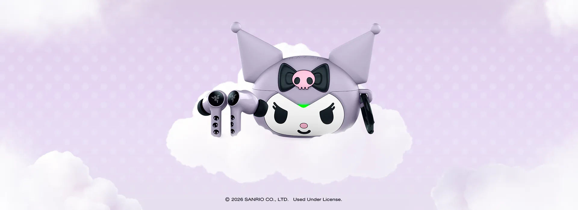 Razer Hammerhead V3 X HyperSpeed – Kuromi™ Edition; © 2026 SANRIO CO., LTD. Used Under License.