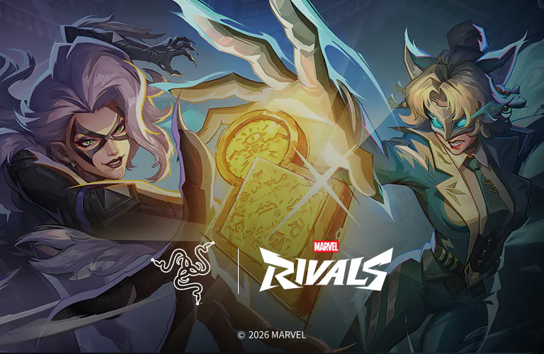 Anime-style artwork of two female characters engaging in a duel, with glowing symbols, facing off with intense expressions, "MARVEL RIVALS" logo.; © 2026 MARVEL