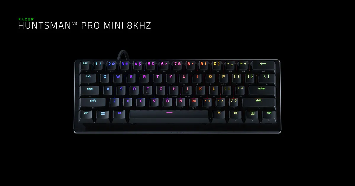 Razer Huntsman V3 Pro Mini 8KHzが60%サイズで8,000Hzポーリングに対応、米国179.99ドル・日本公式は30,880円から