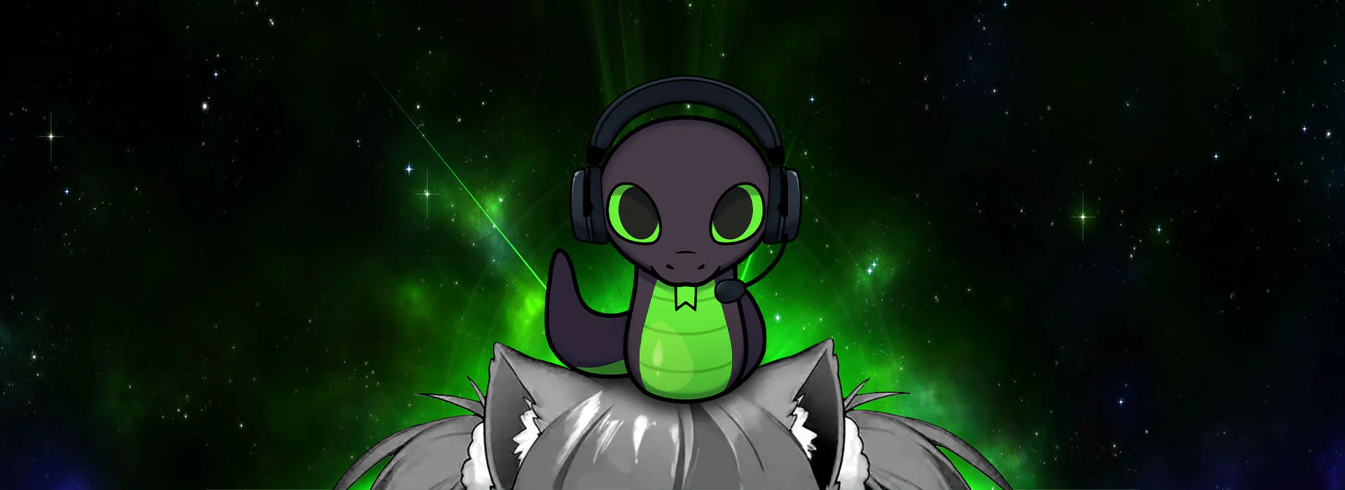 Hero image featuring Razer Sneki Snek wearing a Razer headset.