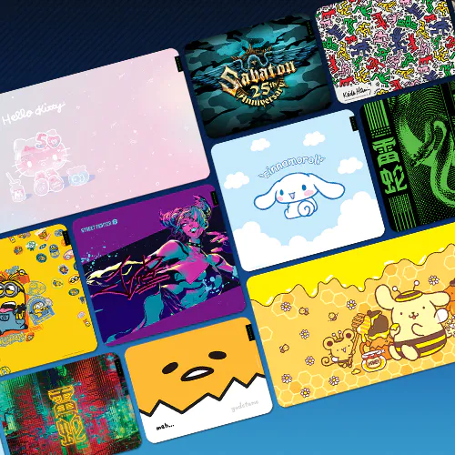 Collection of colorful, animated cartoon-style notebooks and notebooks covers with various designs, texts, and characters.