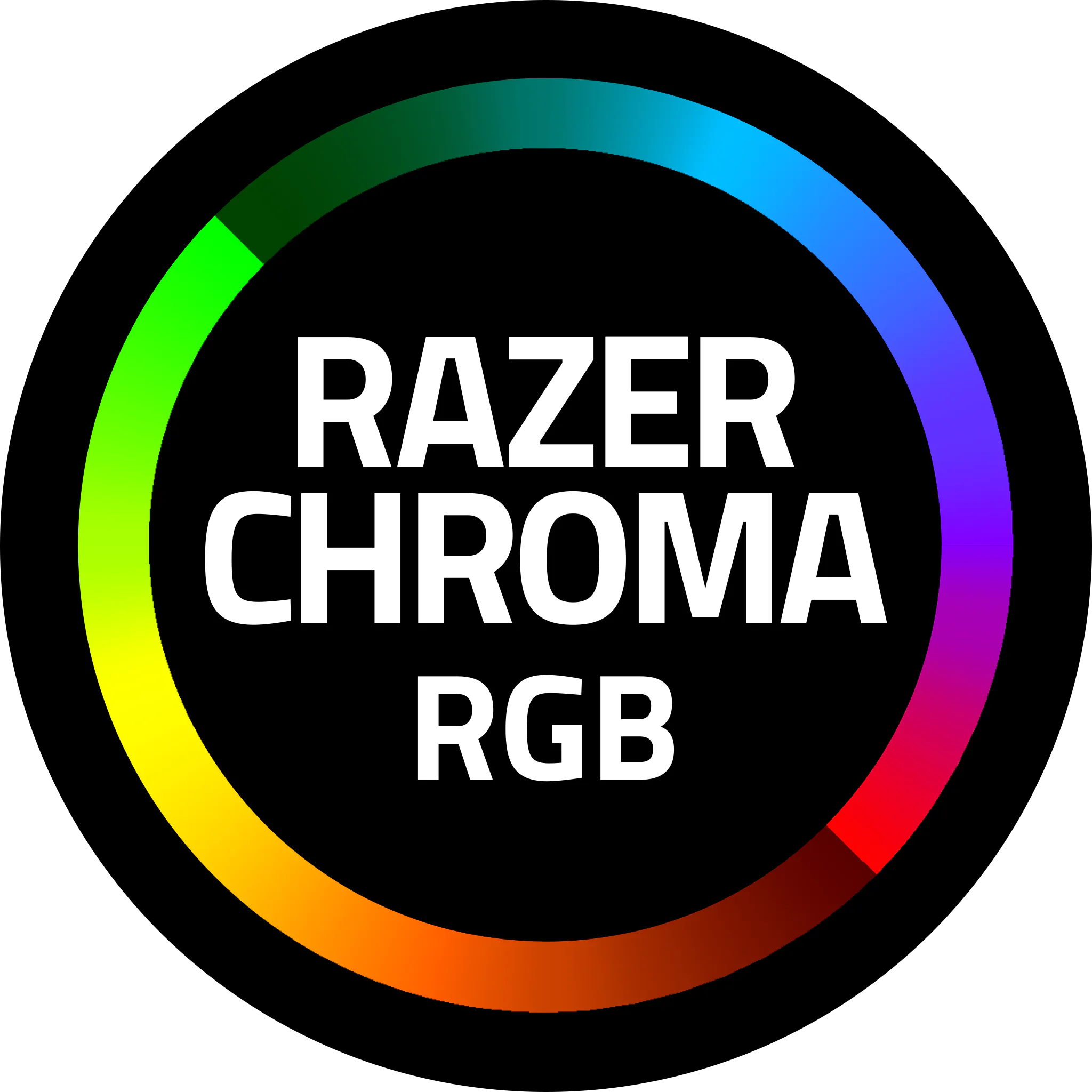 A circular logo with a black background, colored rings, and the text "RAZER CHROMA RGB" in the center.