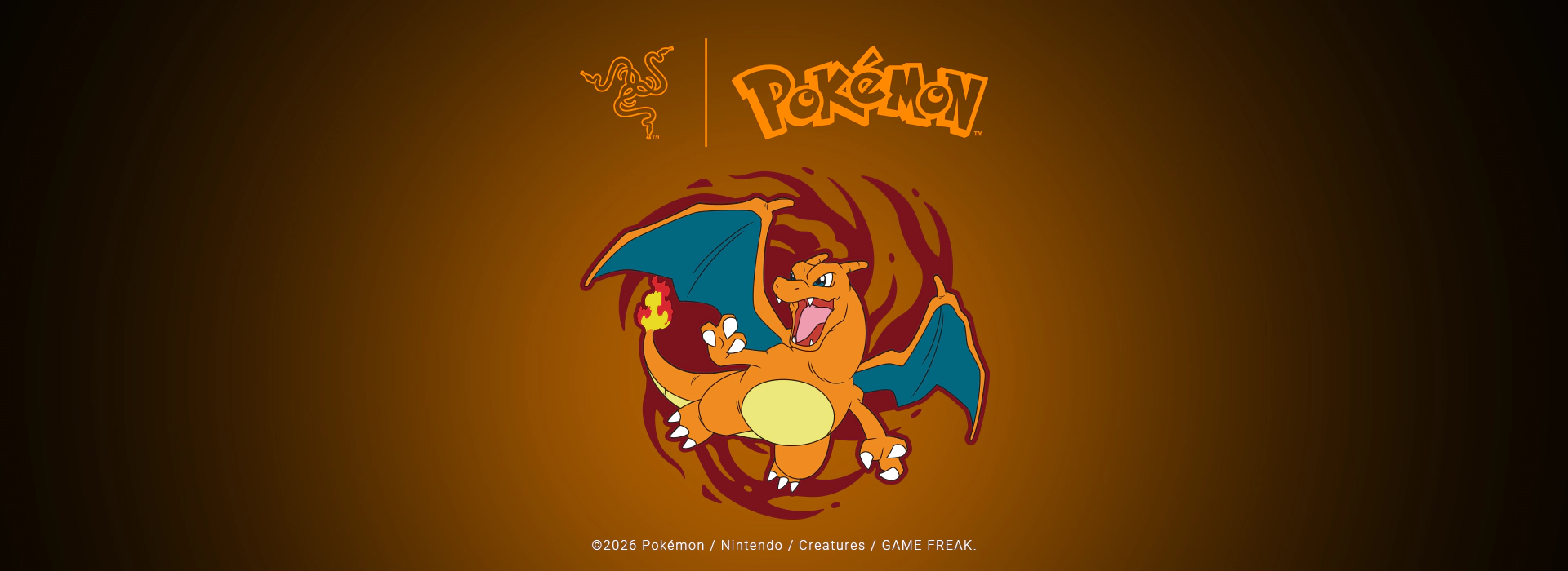 Razer | Pokémon Charizard Edition; ©2026 Pokémon / Nintendo / Creatures / GAME FREAK.