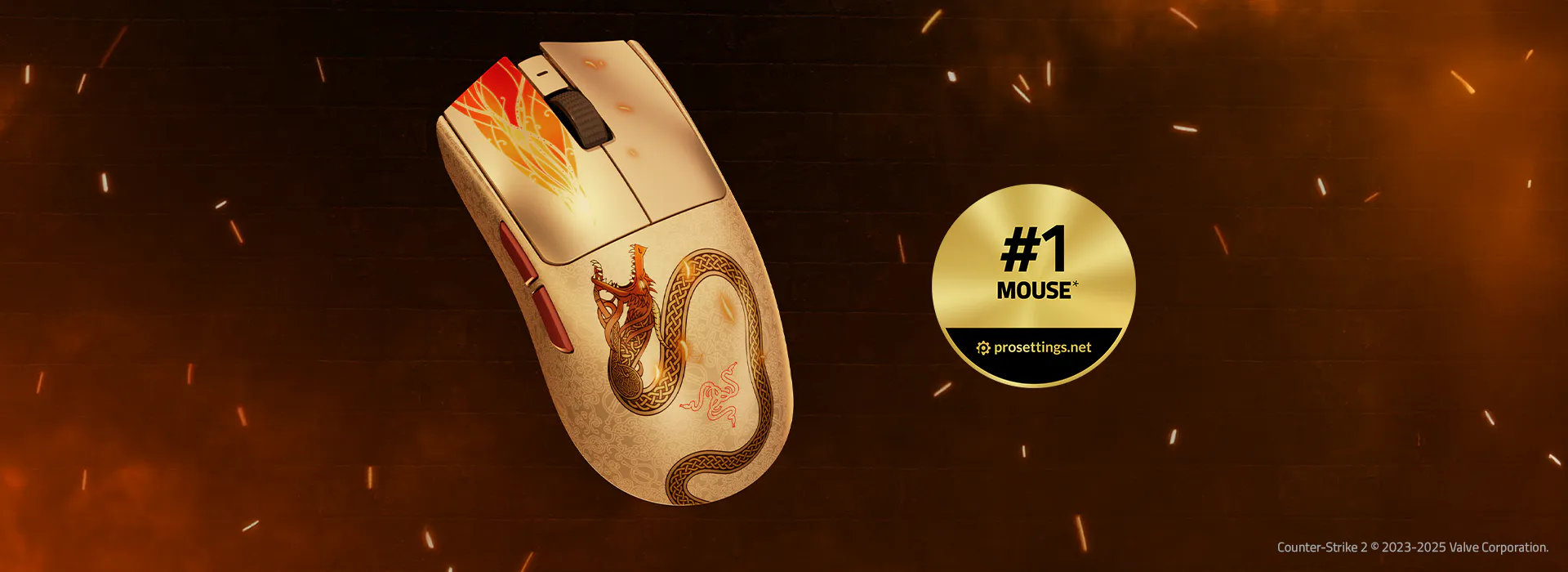 Razer Viper V3 Pro Counter-Strike 2 Edition; No.1 mouse by prosettings.net; Counter-Strike 2 © 2023-2025 Valve Corporation.