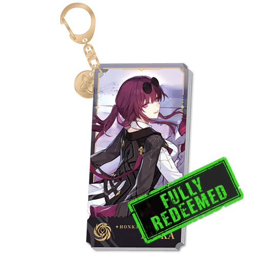 Anime-style character with purple hair, black and white outfit, sunglasses, and a "FULLY REDEEMED" stamp overlaid.