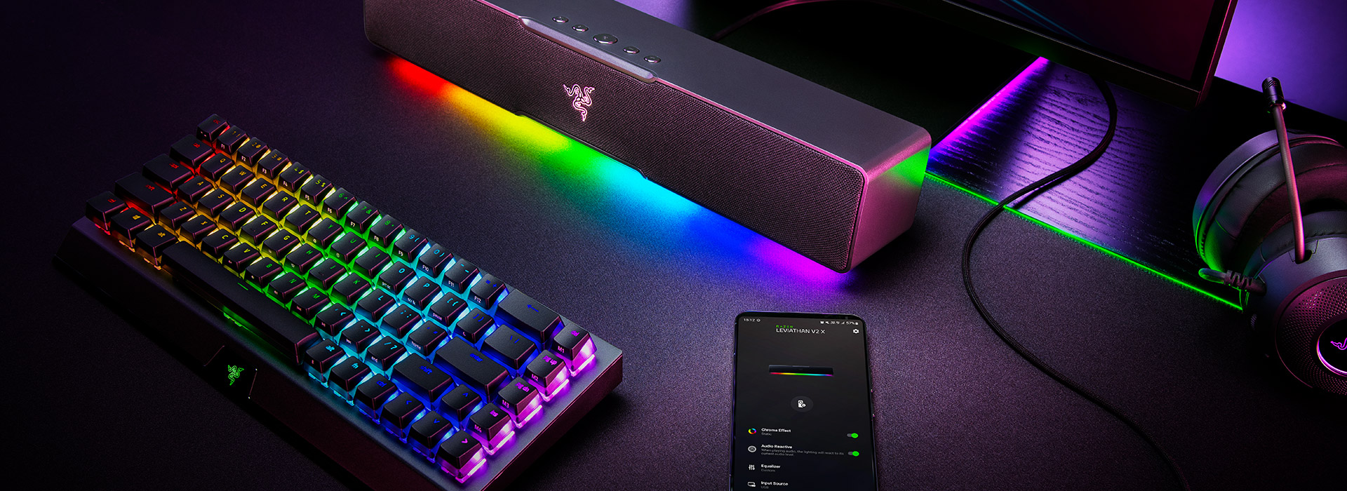 コンパクトな USB Type-C PC サウンドバー – Razer Leviathan V2 X