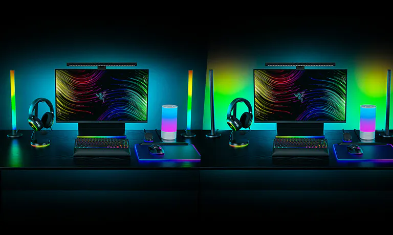 Razer Aether Standing Light Bars: デュアルサイド ライティング